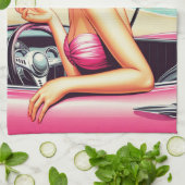 Retro Summer Girl Theedoek (Gevouwen)