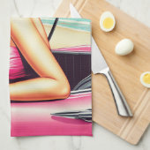 Retro Summer Girl Theedoek (Quarter Fold)