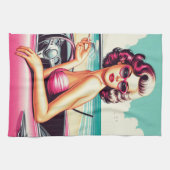 Retro Summer Girl Theedoek (Horizontaal)