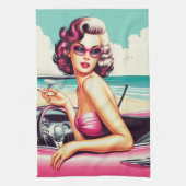 Retro Summer Girl Theedoek (Verticaal)