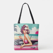 Retro Summer Girl Tote Bag (Achterkant)