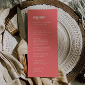 Retro Summer | Hot Pink Printable Wedding Menu Kaart