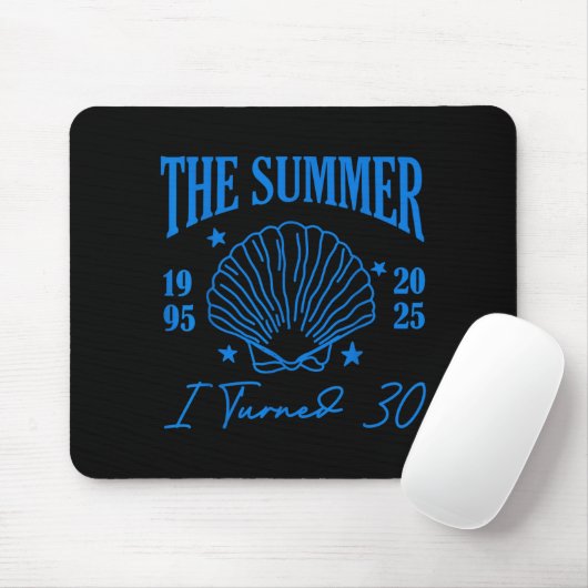 Retro Summer I Turn 30 Seashell Coastal Beach Summ Muismat (Met muis)