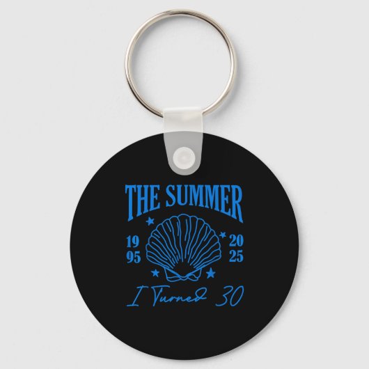 Retro Summer I Turn 30 Seashell Coastal Beach Summ Sleutelhanger (Voorkant)