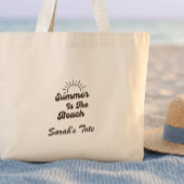 Retro Summer is de Beach Custom Naam Boodschappent Grote Tote Bag