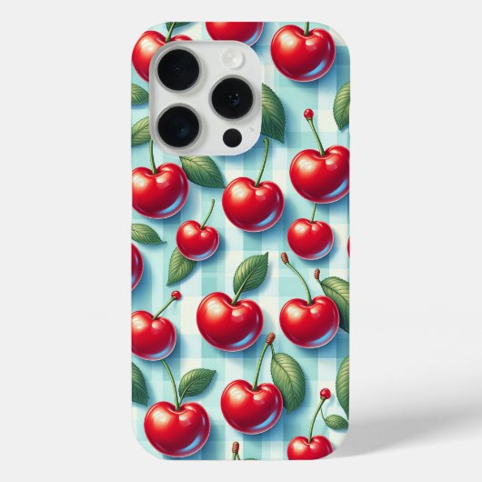 Retro Summer Kersen Hoesje - Levendig Rode Kers (Achterkant)