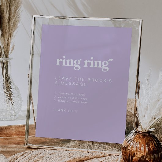 Retro Summer Lavender Audio Guestbook Trouwbord Poster