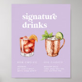 Retro Summer Lavender Signature Drinken Sign Poster (Voorkant)