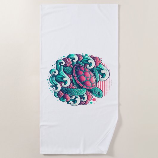 Retro Summer Ocean Wave Turtle Strandlaken (Voorkant)