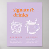 Retro Summer | Paarse Oranje handtekening Drinken  Poster (Voorkant)