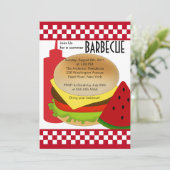 Retro Summer Party Barbecue Uitnodiging BBQ (Staand voorkant)