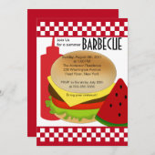 Retro Summer Party Barbecue Uitnodiging BBQ (Voorkant / Achterkant)