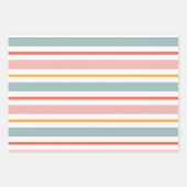 Retro Summer Pastel Striped Pink Mint And Mustard  Inpakpapier Vel (Voorkant)