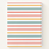 Retro Summer Pastel Striped Pink Mint And Mustard  Notitieboek (Achterkant)