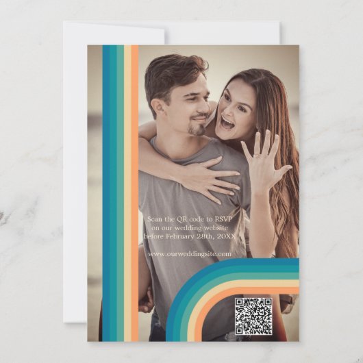 Retro Summer Photo QR Code Weddenschap Kaart (Achterkant)