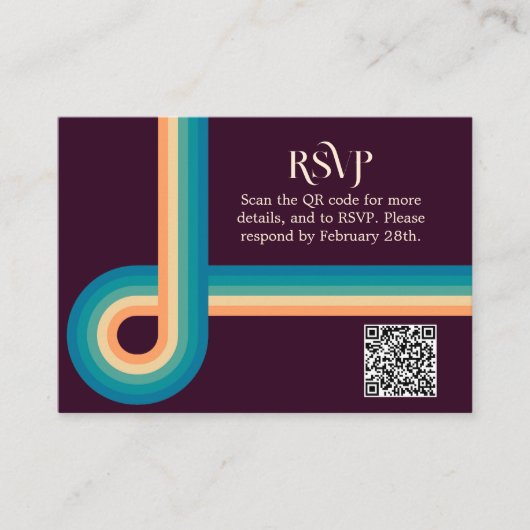 Retro Summer  Photo QR Code Weddenschap RSVP Informatiekaartje (Voorkant)