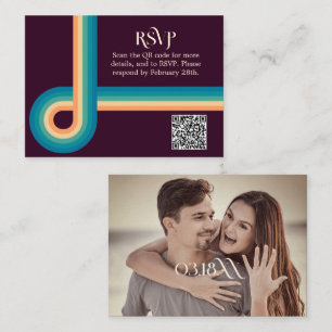 Retro Summer  Photo QR Code Weddenschap RSVP Informatiekaartje