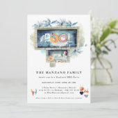Retro Summer | Pool Party Invitation Kaart (Staand voorkant)