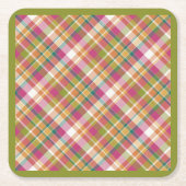 Retro  Summer Pset Tartan Squares Patroon Kartonnen Onderzetters (Voorkant)