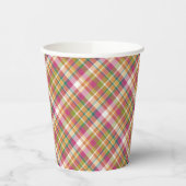 Retro Summer Pset Tartan Squares Patroon Papieren Bekers (Links)