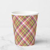 Retro Summer Pset Tartan Squares Patroon Papieren Bekers (Voorkant)
