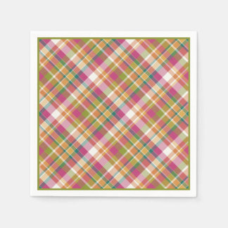Retro Summer Pset Tartan Squares Patroon Servetten