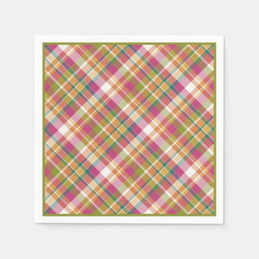 Retro  Summer Pset Tartan Squares Patroon Servetten (Voorkant)