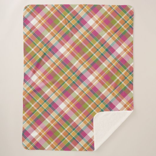 Retro Summer Pset Tartan Squares Patroon Sherpa Deken (Voorkant)