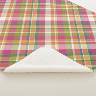 Retro Summer Pset Tartan Squares Patroon Sherpa Deken