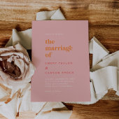 Retro Summer | Roze en Oranje  huwelijk Kaart