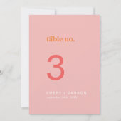 Retro Summer | Roze Sinaasappel Trouwtafel Nummers Kaart (Achterkant)