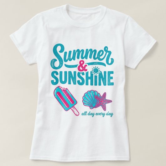 Retro Summer & Sunshine Beach Lover T-shirt (Design voorkant)