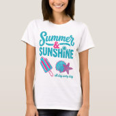 Retro Summer & Sunshine Beach Lover T-shirt (Voorkant)