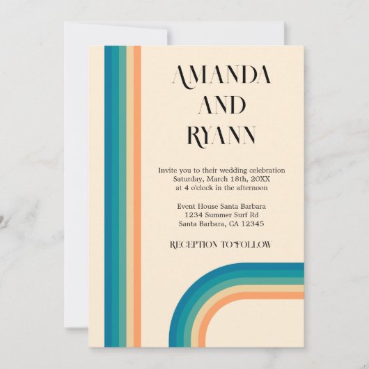 Retro Summer Unieke QR Code Weddenschap Kaart (Voorkant)