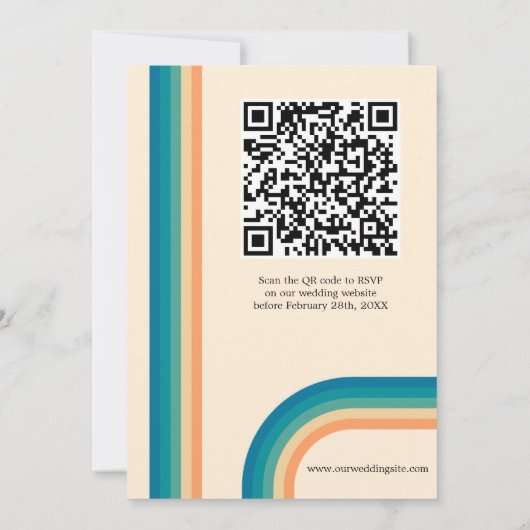 Retro Summer Unieke QR Code Weddenschap Kaart (Achterkant)