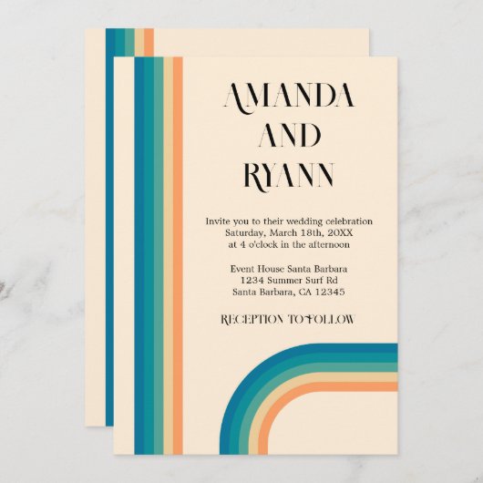 Retro Summer  Unieke QR Code Weddenschap Kaart (Voorkant / Achterkant)