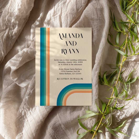 Retro Summer  Unique Photo Wedding Kaart