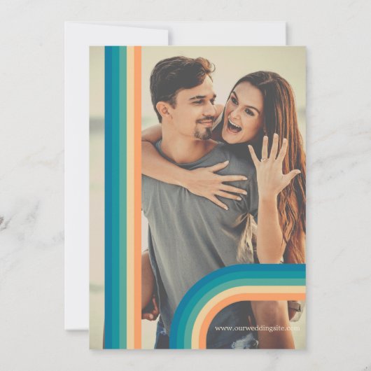 Retro Summer  Unique Photo Wedding Kaart (Achterkant)