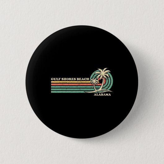 Retro Summer Vacation Alabama Gulf Shores Ronde Button 5,7 Cm (Voorkant)
