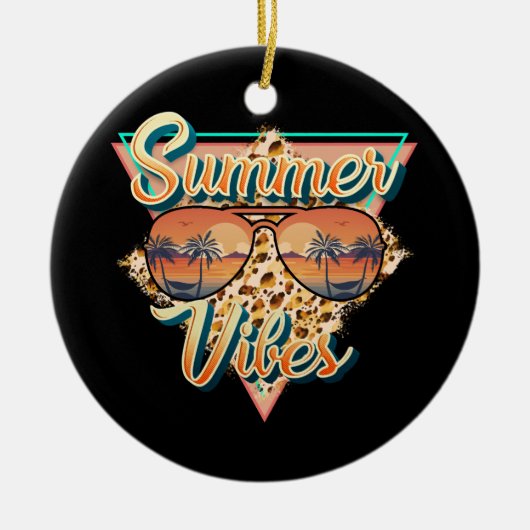 Retro Summer Vibes | Beach Sunset Keramisch Ornament (Voorkant)