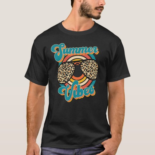 Retro Summer Vibes Leopard Sunbribril T-shirt (Voorkant)