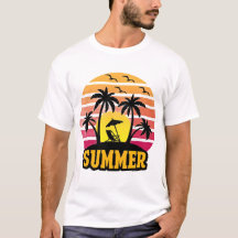 Retro Summer Vibes T-shirt - Palmboom Zonsondergan