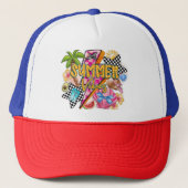 Retro Summer Vibes Trucker Hat – Kleurrijke jaren  Trucker Pet (Voorkant)