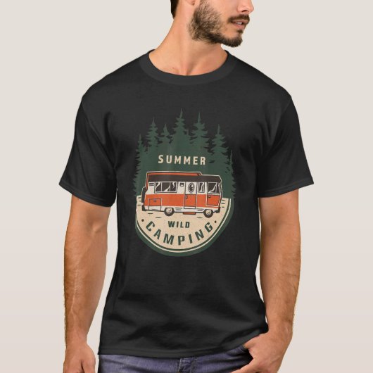 Retro  Summer Wild Camping Adventure T-shirt (Voorkant)