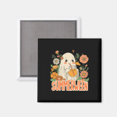Retro Summerween Ghost Boho Floral Summer Hallowee Magneet (Voorkant / Achterkant)