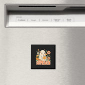 Retro Summerween Ghost Boho Floral Summer Hallowee Magneet (Insitu (Vaatwasser))