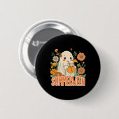Retro Summerween Ghost Boho Floral Summer Hallowee Ronde Button 5,7 Cm (Voorkant /achterkant)