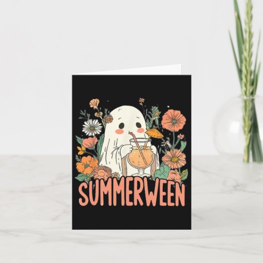 Retro Summerween Ghost Summer Halloween Kaart (Voorkant)
