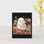 Retro Summerween Ghost Summer Halloween Kaart (Gele Bloem)