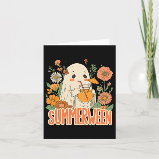 Retro Summerween Spook Boho Bloemrijke Zomer Hallo Kaart (Voorkant)